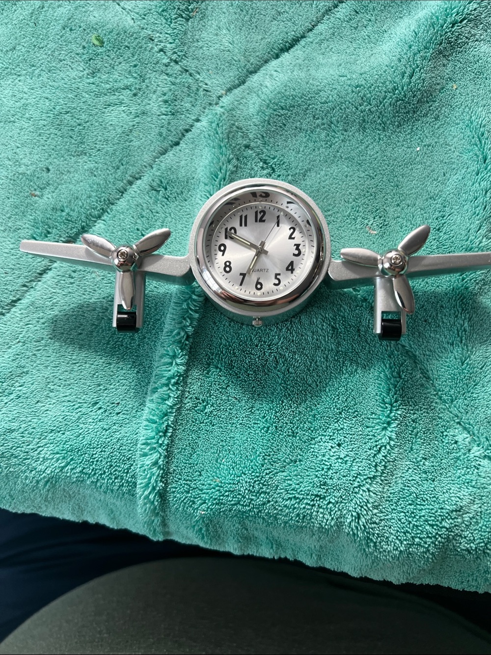 Airplane Propeller Mantel Clock - Silver
